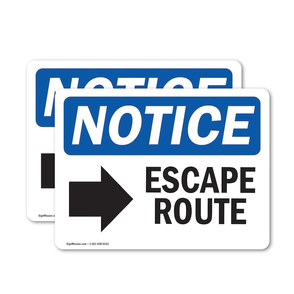 Signmission Escape Route (Right Arrow) Sign With Symbol, 7 in W x Rectangle, Vinyl Decal OS-2PACK-NS-D-57-L-12138 - main